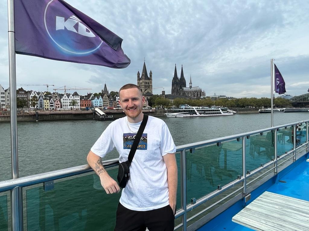 A picture of the author of this page on a boat in Cologne